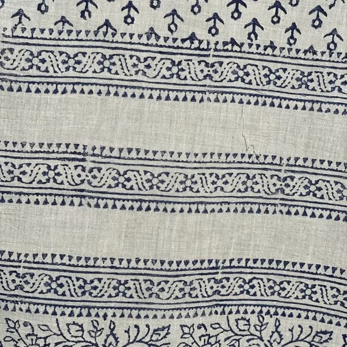 White Ajrak Scarf – Anchor Print