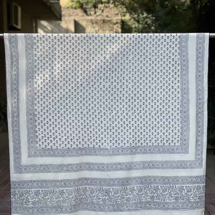 White Ajrak Scarf – Anchor Print