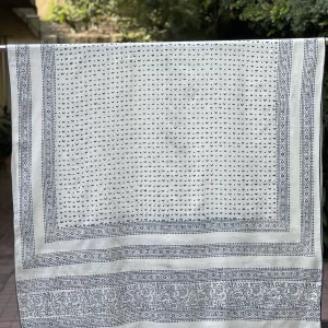 White Ajrak Scarf - Heart Print